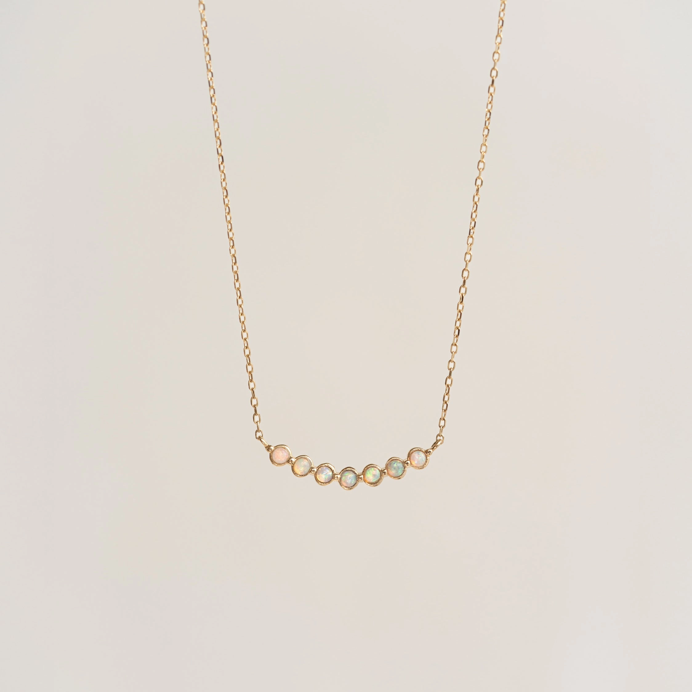 October Birthstone Necklace 14k Gold - Opal Charming Features