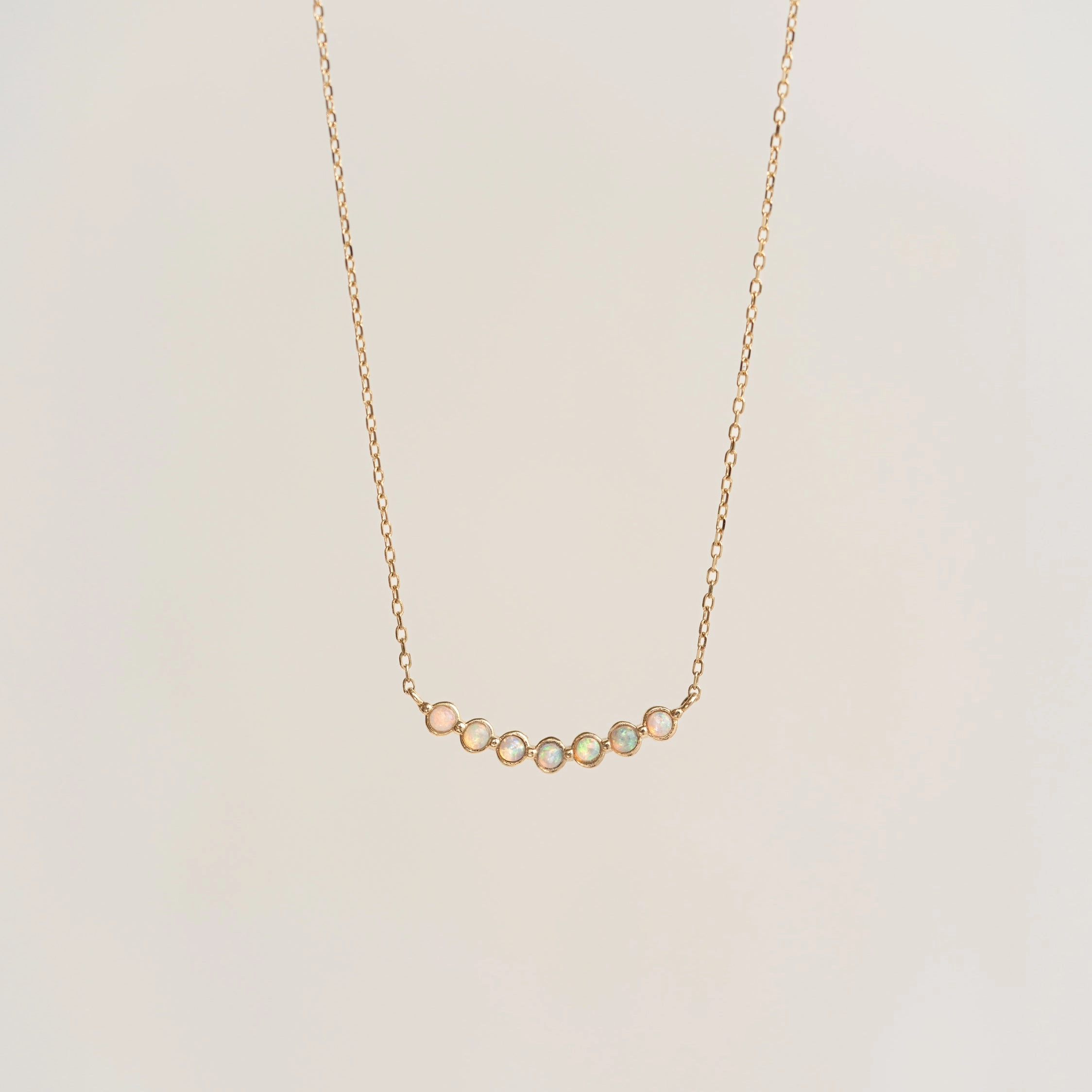 Glistening Finish Festive Outfit October Birthstone Necklace 14k Gold - Opal