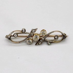 Old European Diamond 12k and Silver Brooch | 0.35ctw, 0.3ctw, 1.22ctw| Shiny Gifts