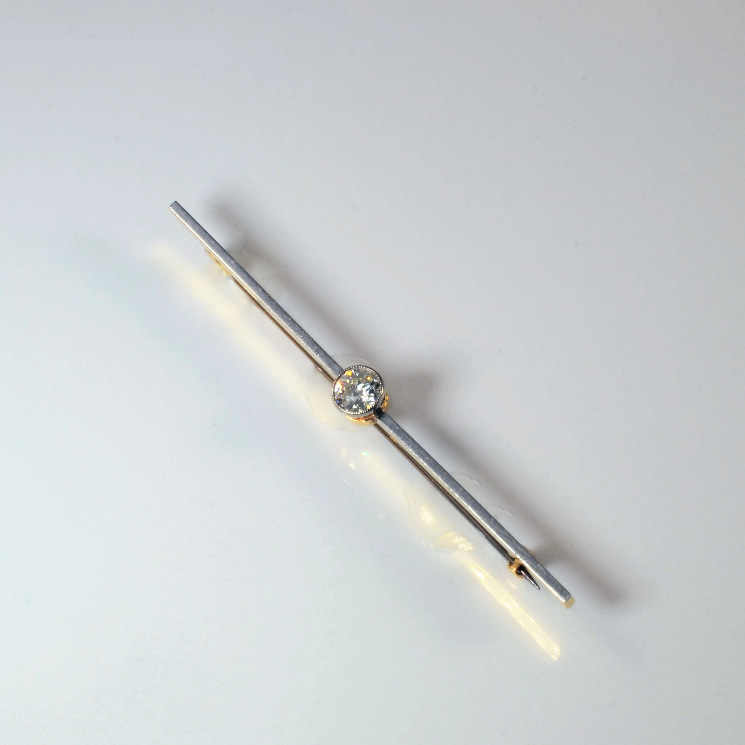 Fashion Shine Elegant Detail Old European Diamond Gold Pin | 0.60ct |