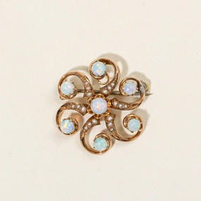 Opal & Seed Pearl Modified Brooch & Pendant | 1.00ctw | Luxurious Detail