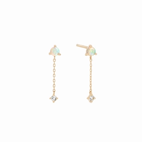 Minimal Fashion Opal Dangle Earrings 14k Gold - Engla