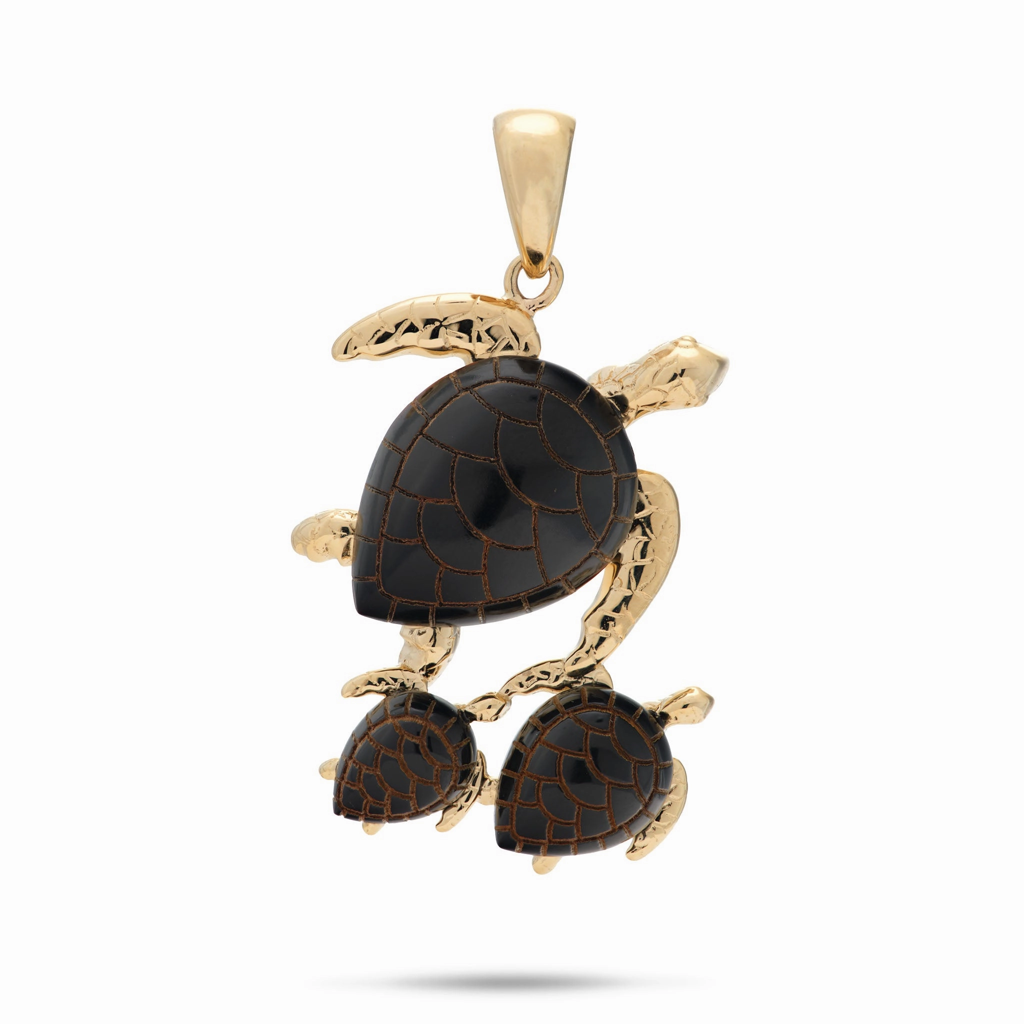 Exclusive Finish Honu Black Coral Pendant in Gold - 29mm