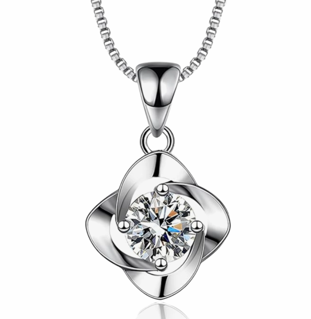 Orb Pendant Necklace | S925 | Moissanite Style Focus Sleek Texture