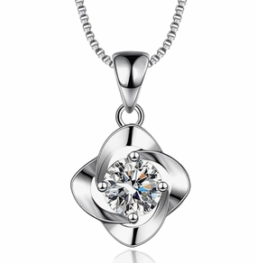 Orb Pendant Necklace | S925 | Moissanite Style Focus Sleek Texture