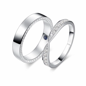 Precious Glow Glamorous Shine Petite Infinity Pave and High Polished Finish Couple's Ring Set