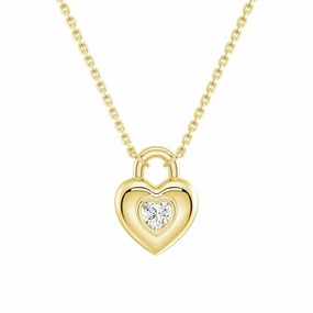 Love Lock Heart Solitaire Moissanite Pendant Necklace Creative Accent Quiet Glow