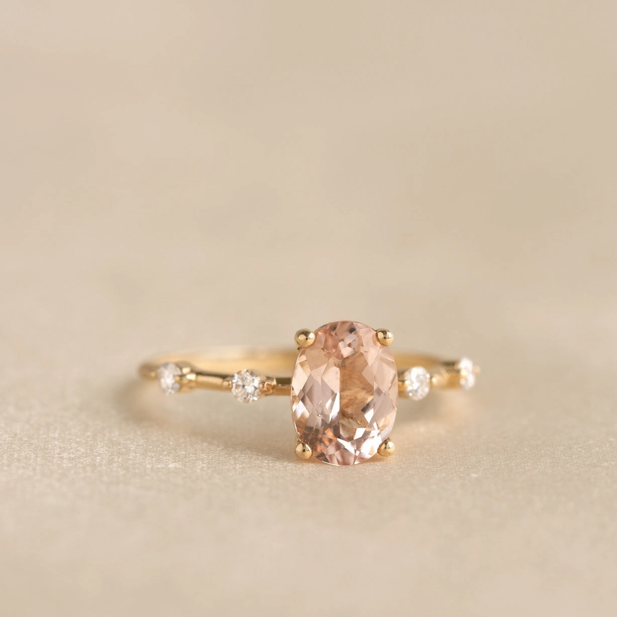 Polished Accessory Radiant Glam Oval Morganite and Diamond Ring 14k Gold - Demetria