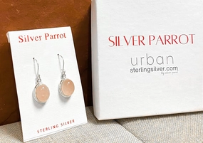 Night Style Modern Fashion Oval Rose Quartz Earrings In Sterling Silver Settings