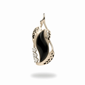 Paradise Black Coral Pendant in Gold with Diamonds - 31mm Sophisticated Vibe