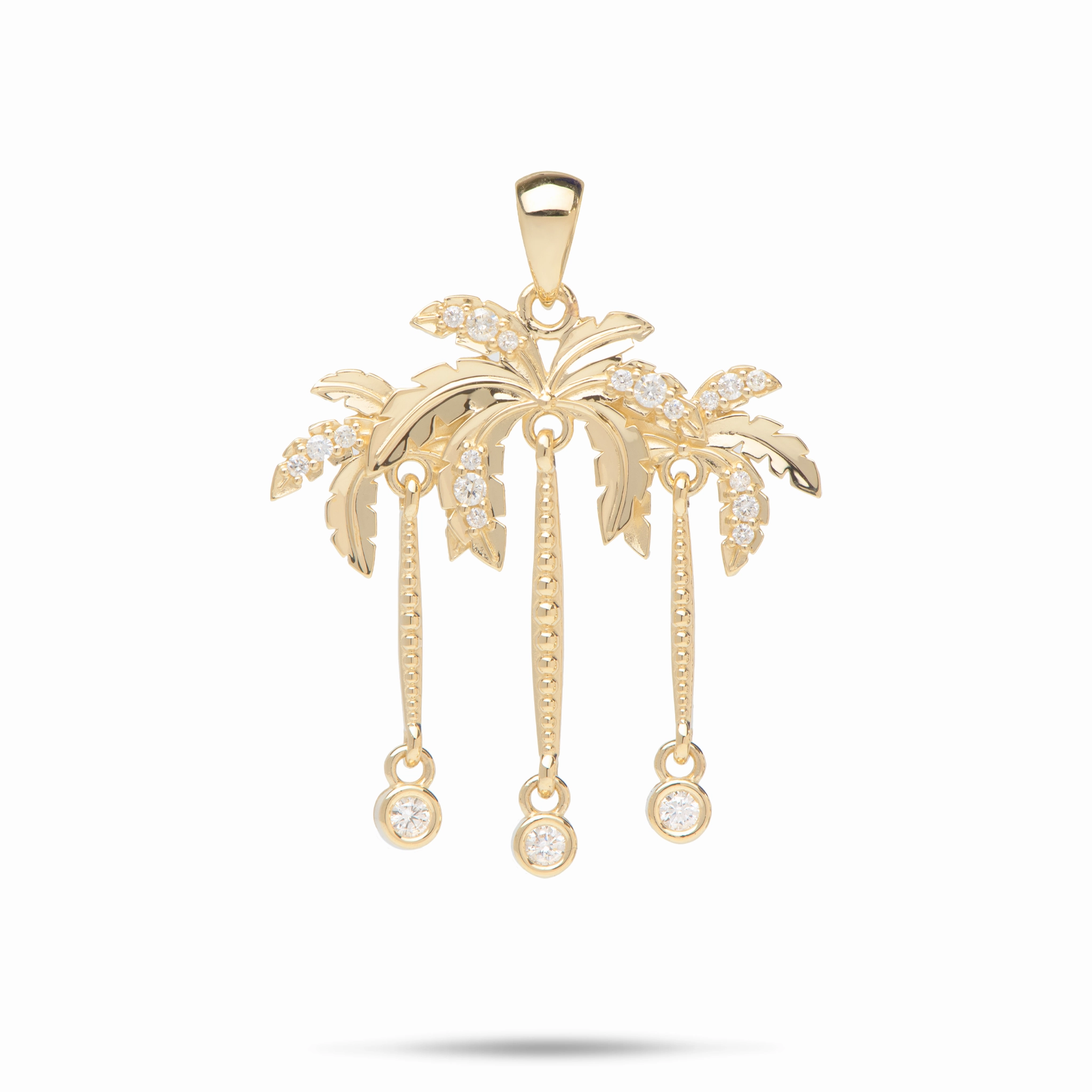 Distinct Form Paradise Palms - Palm Tree Pendant in Gold with Diamonds - 28mm