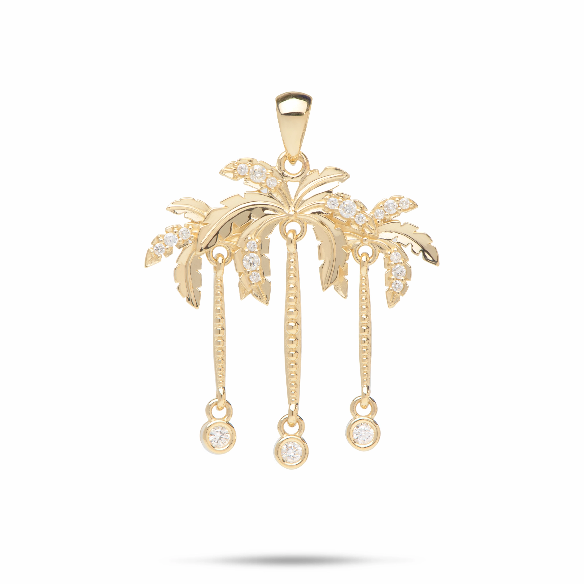 Paradise Palms - Palm Tree Pendant in Gold with Diamonds - 28mm Valentine Gift