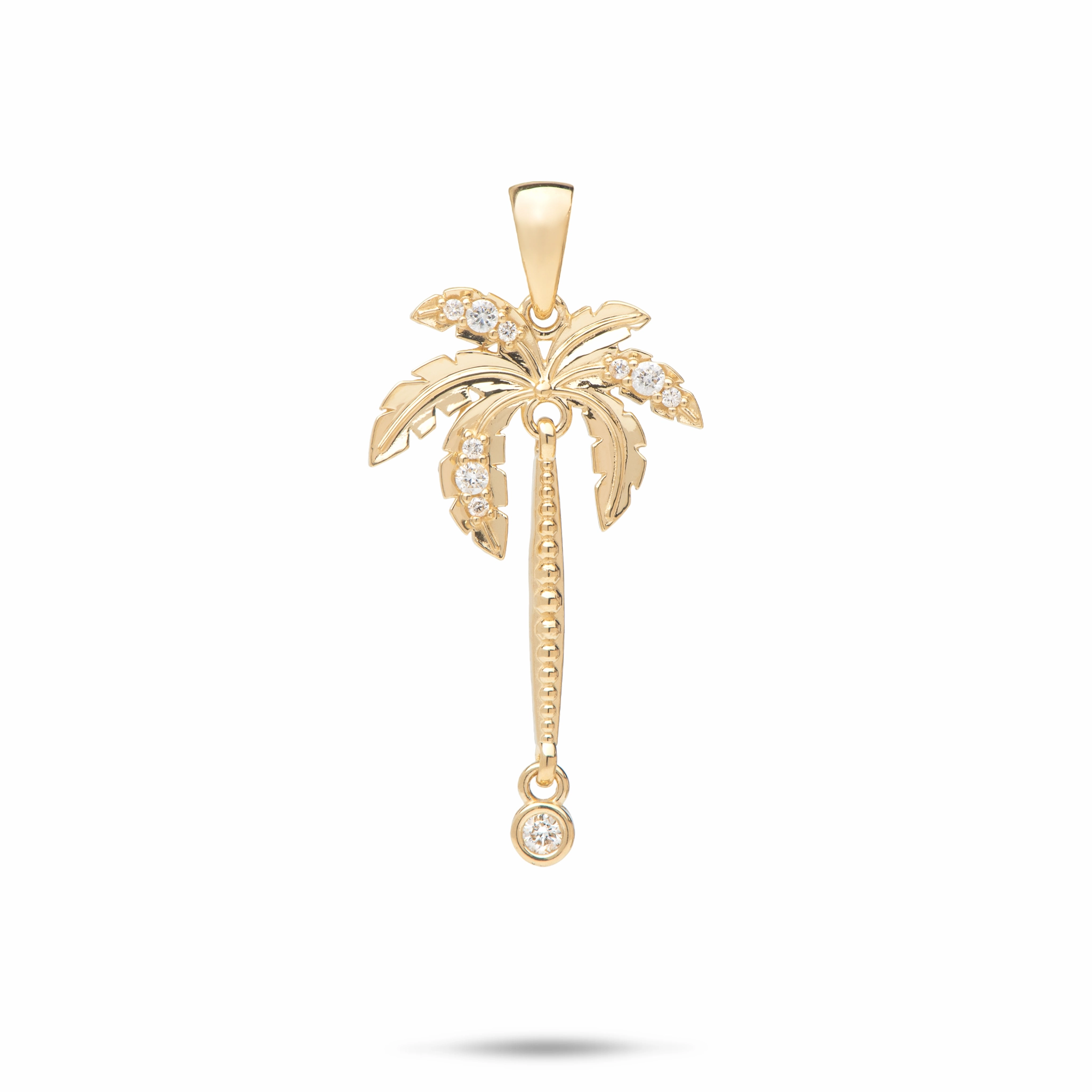 Paradise Palms - Palm Tree Pendant in Gold with Diamonds - 28mm Holiday Style Allure Sparkle