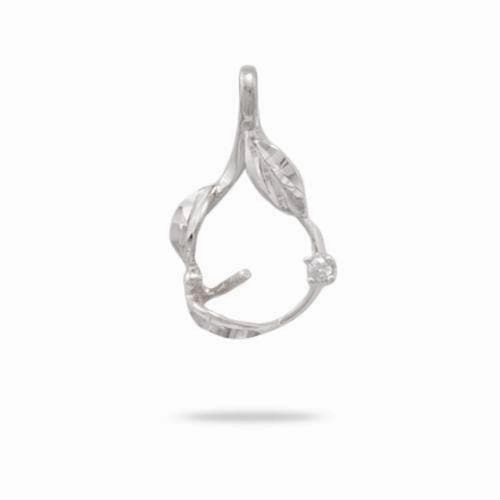 Pick A Pearl Maile Pendant in White Gold with Diamond Crisp Detail Radiant Craft