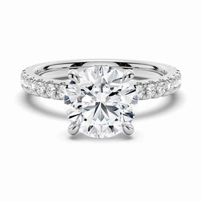 Pav?? Band Round Moissanite Engagement Ring With Hidden Halo Glistening Gem