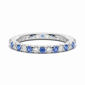 Pav?? Blue Sapphire and White Sapphire Eternity Ring Layer mood Subtle Sparkle