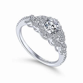 Pave Criss-Cross Shank Diamond Engagement Ring with Halo 460A Day Wear