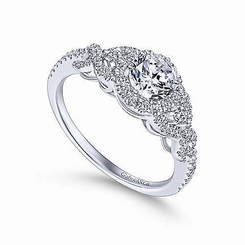 Pave Criss-Cross Shank Diamond Engagement Ring with Halo 460A Eternal Decoration