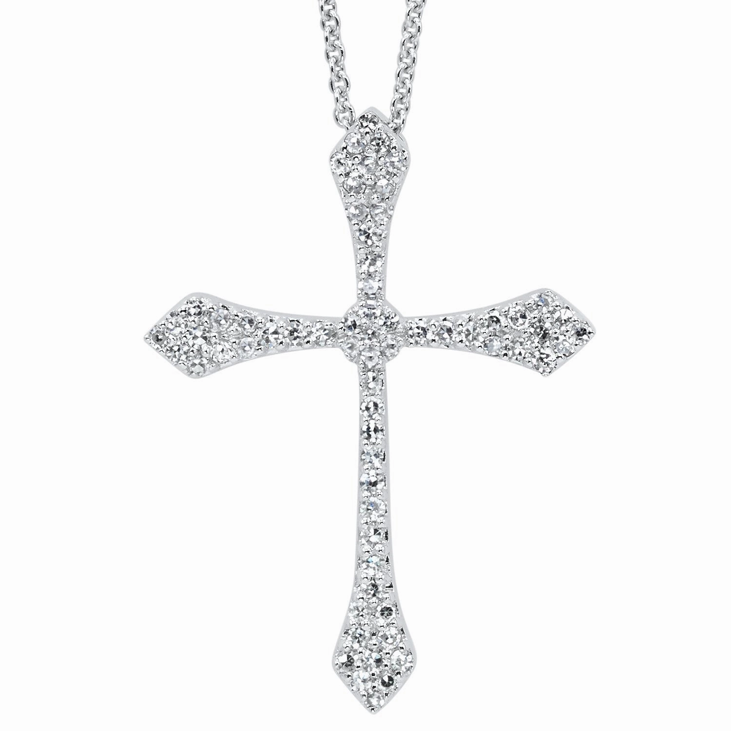 Home Gift Pave Cross Diamond Necklace 1/5 Cttw 14K White Gold