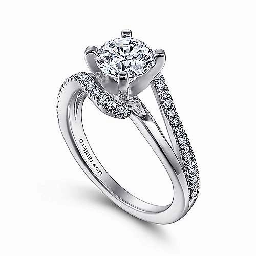 Romantic Moment Pave Polished Bypass Style Split Shank Diamond Ring 437A