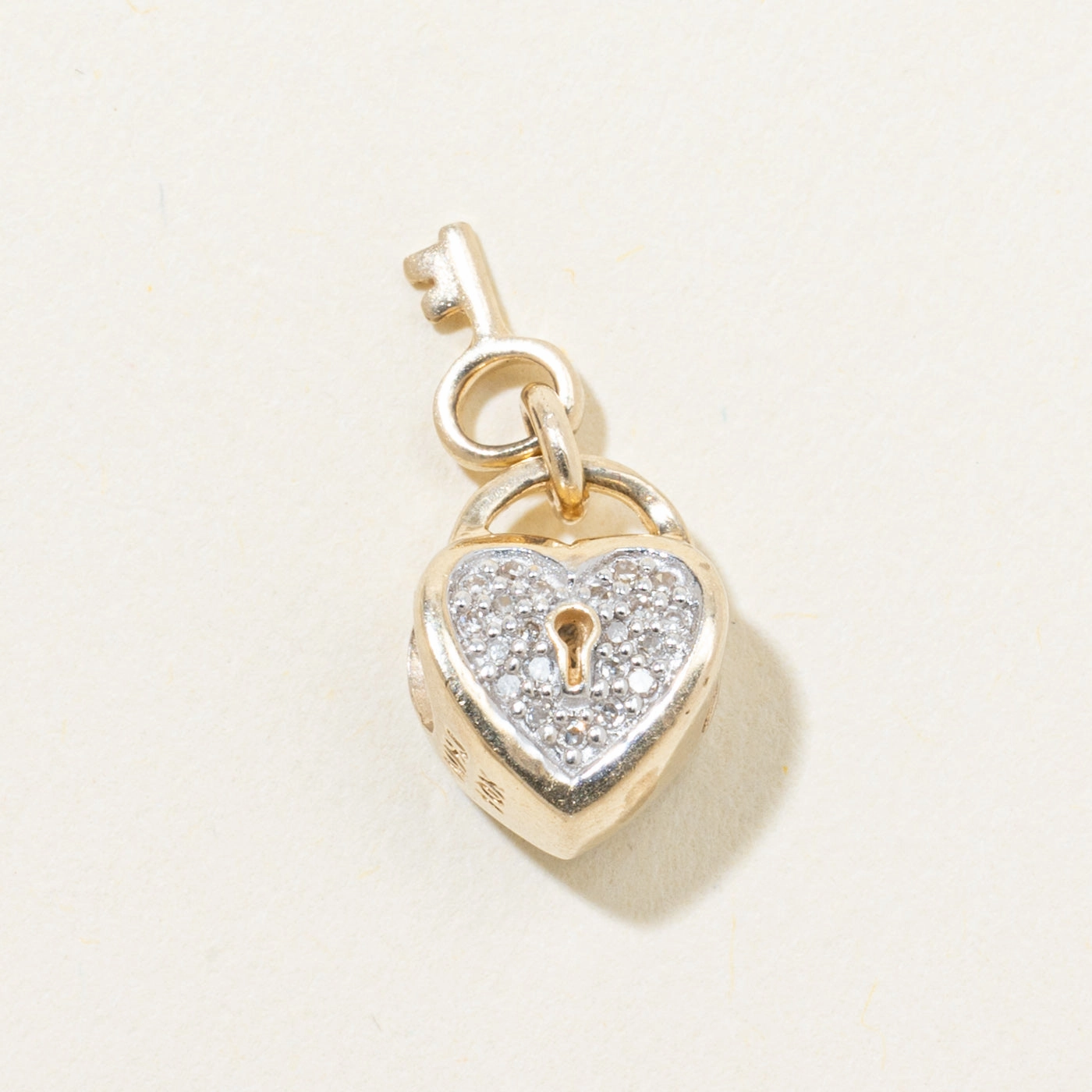 Pave Set Diamond Lock & Key Heart Charm | 0.22ctw Golden Touch