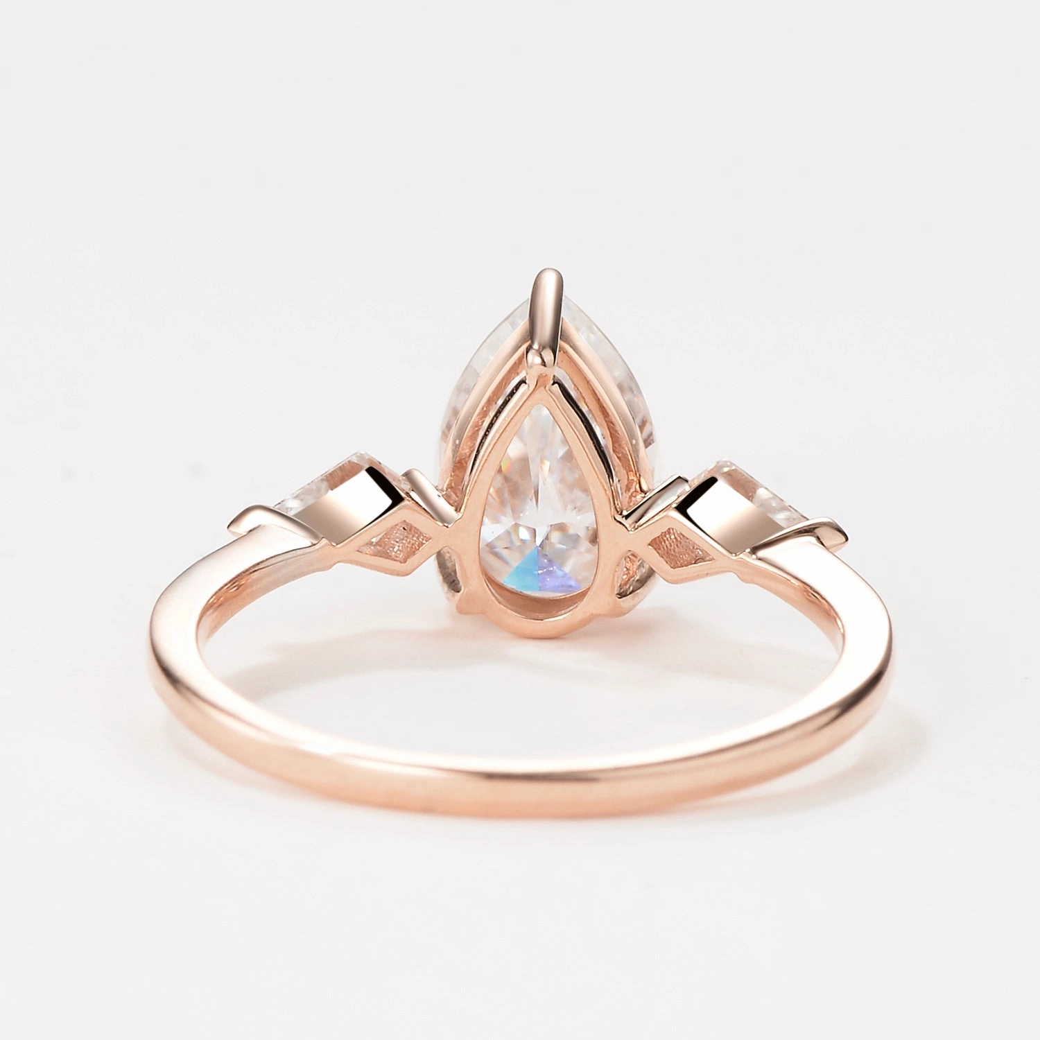 Pear Cut Three-stone Moissanite Engagement Ring Sparkle Ready