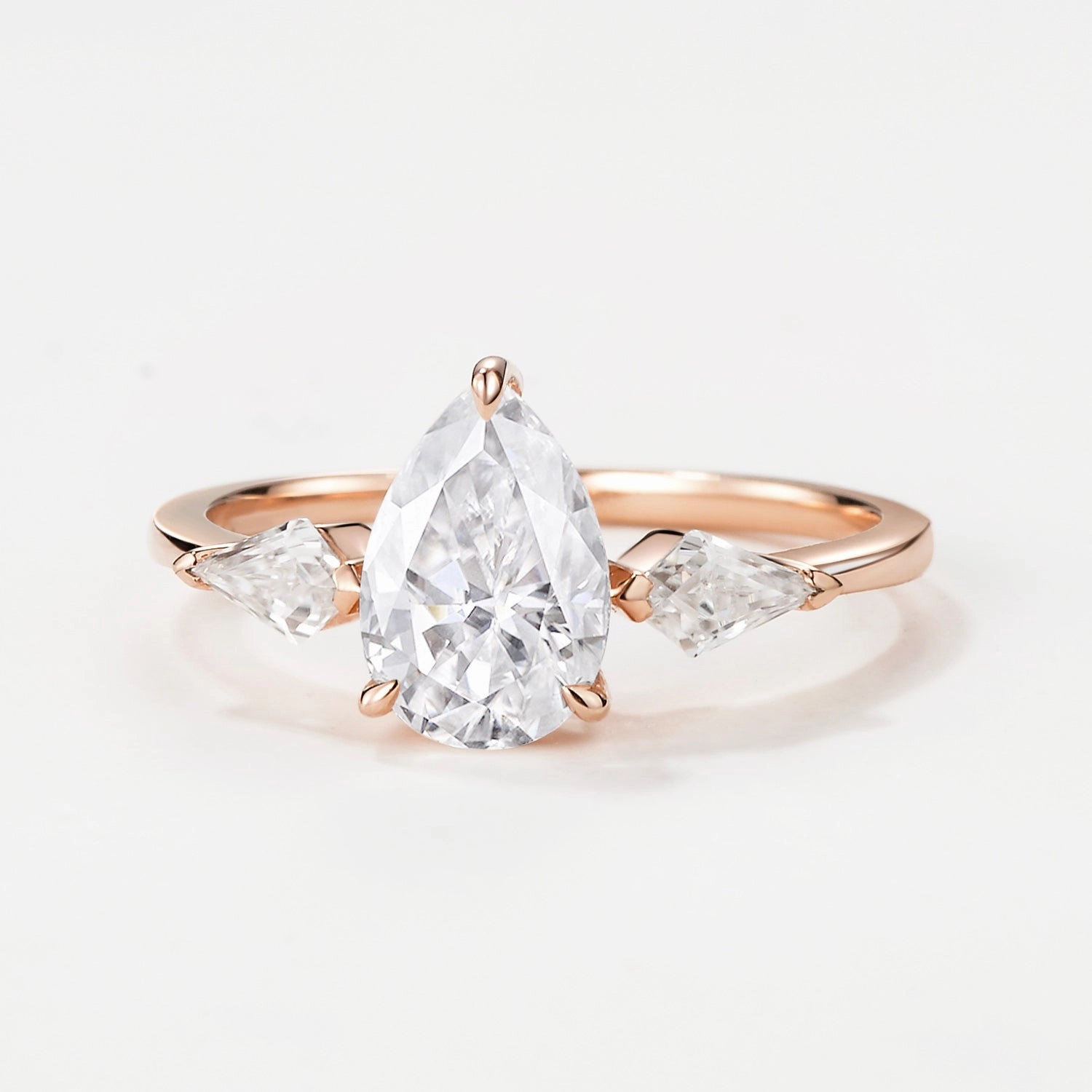 Pear Cut Three-stone Moissanite Engagement Ring Radiant Gems