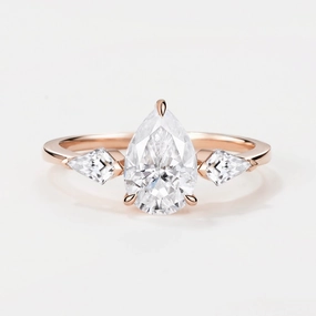 Pear Cut Three-stone Moissanite Engagement Ring Weekend Glow