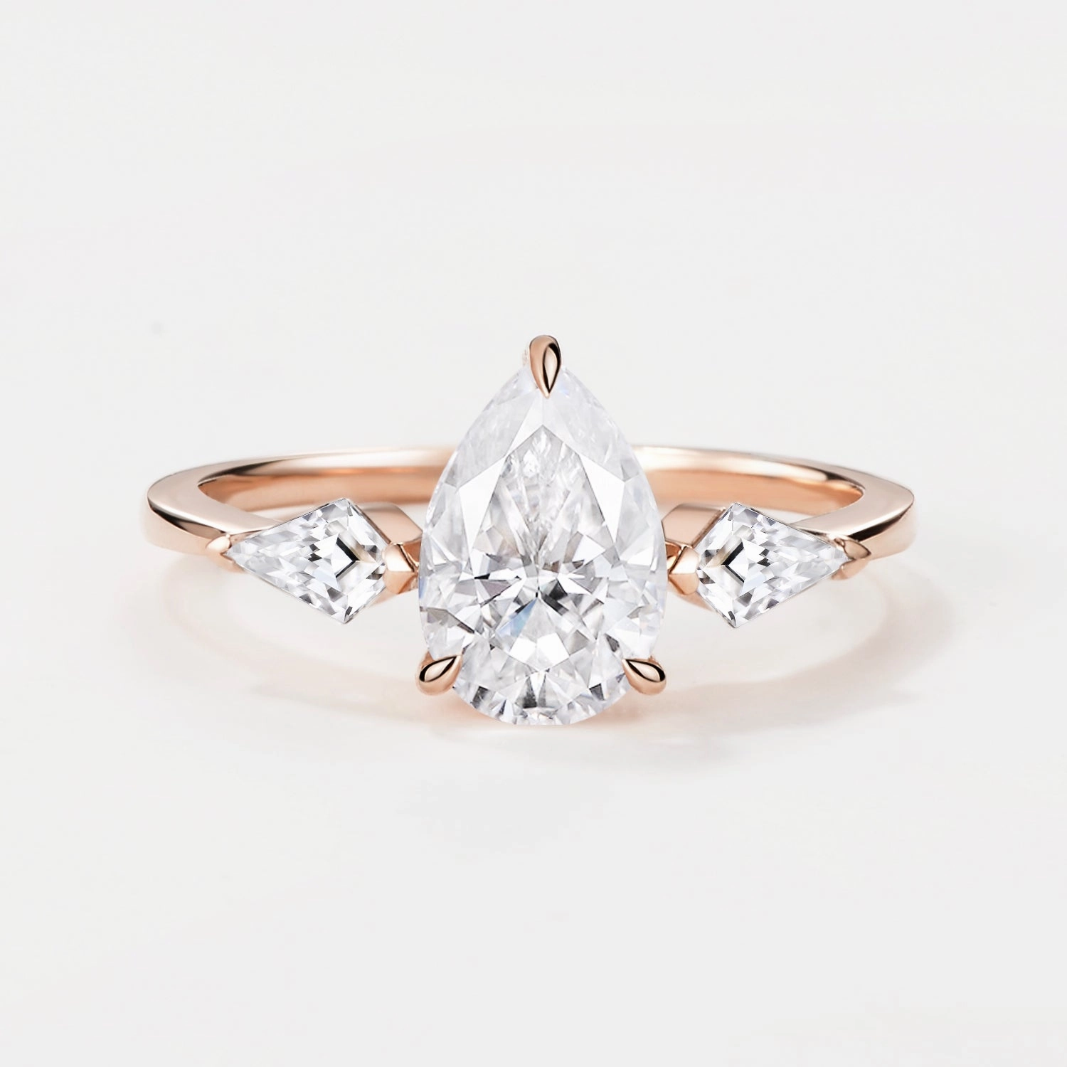 Pear Cut Three-stone Moissanite Engagement Ring Weekend Glow