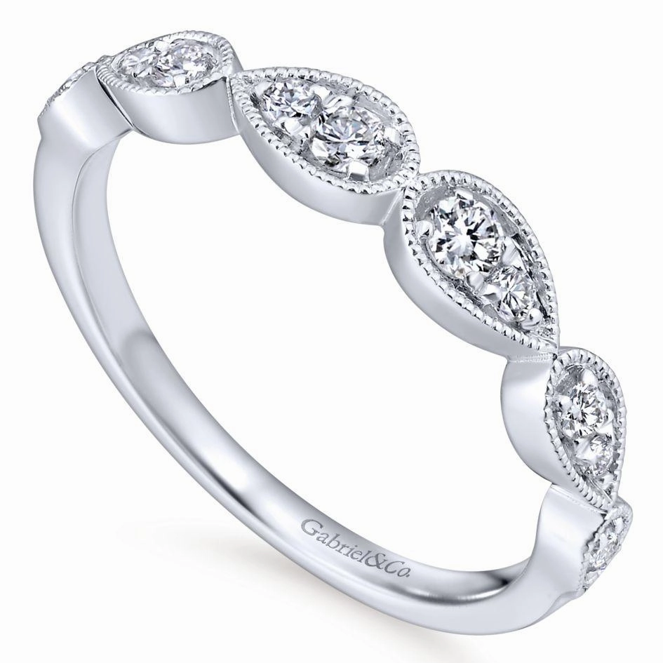 Pear Shape Bead Set with Milgrain Diamond Wedding Band 386B Quality Work Signature Style