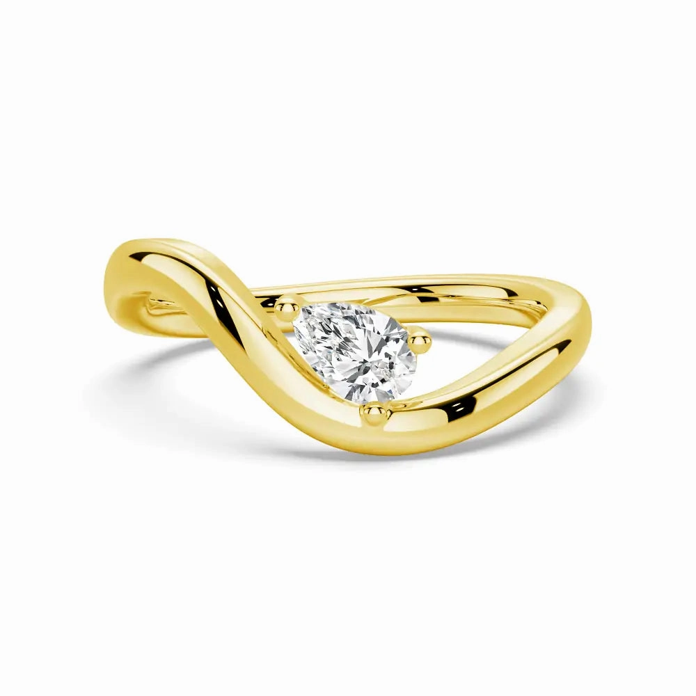 Pear Shaped Solitaire Wave Promise Ring Sophisticated Finish