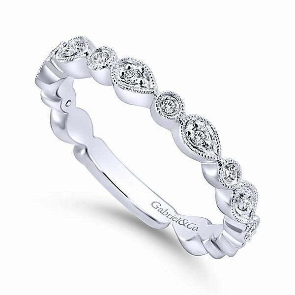 Pear Shaped Stackable Diamond Ring 14K White Gold Personal Favorite