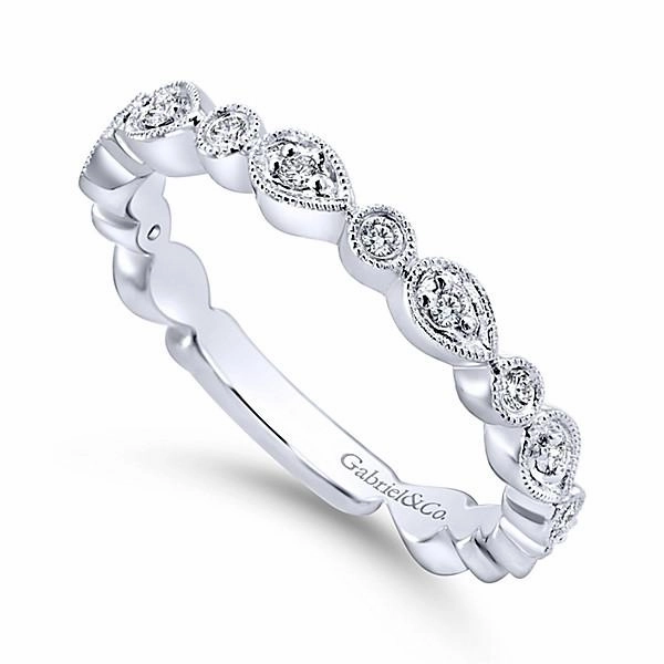 Pear Shaped Stackable Diamond Ring 14K White Gold Premium Jewelry