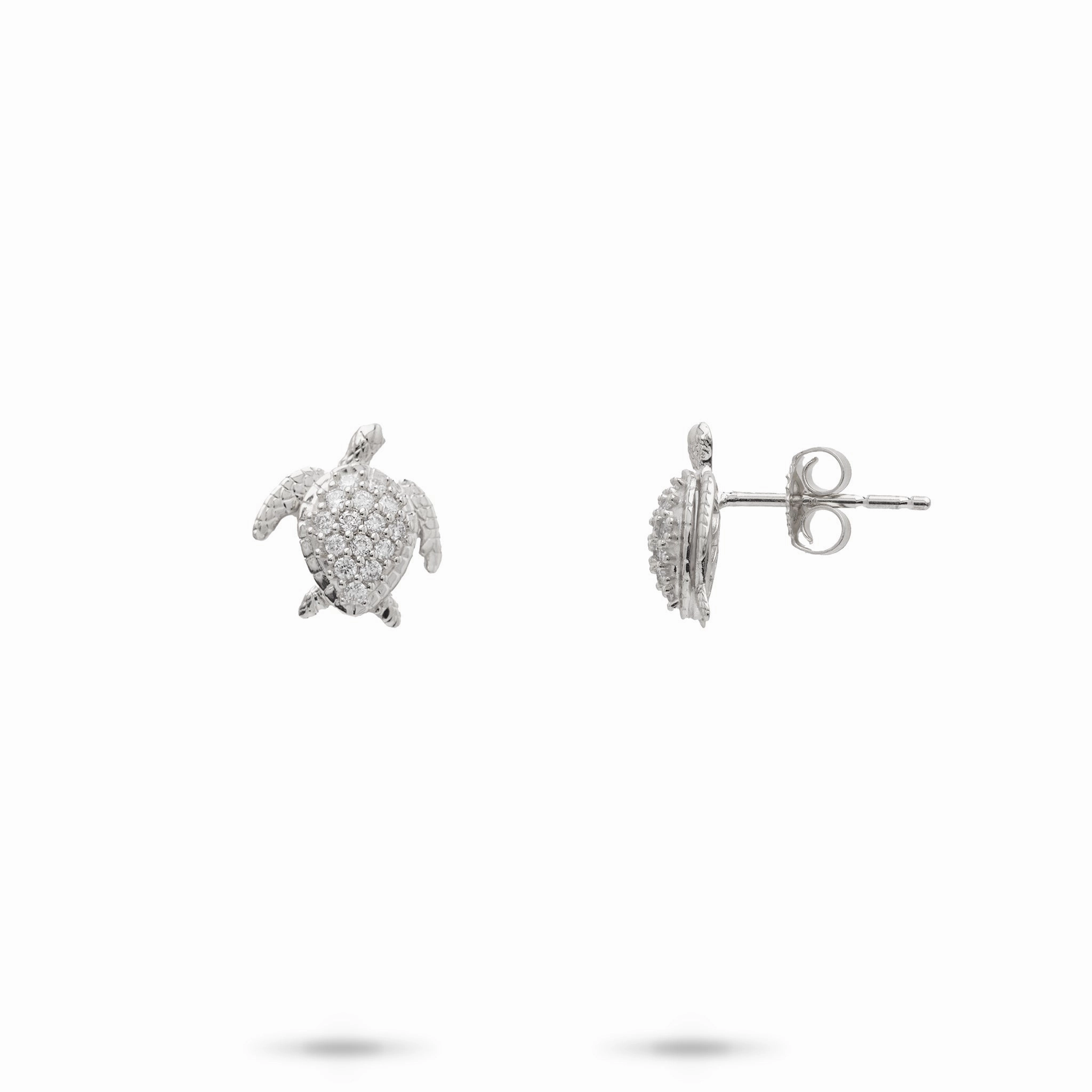 Chic Update Honu Earrings in White Gold with Diamonds - 10mm