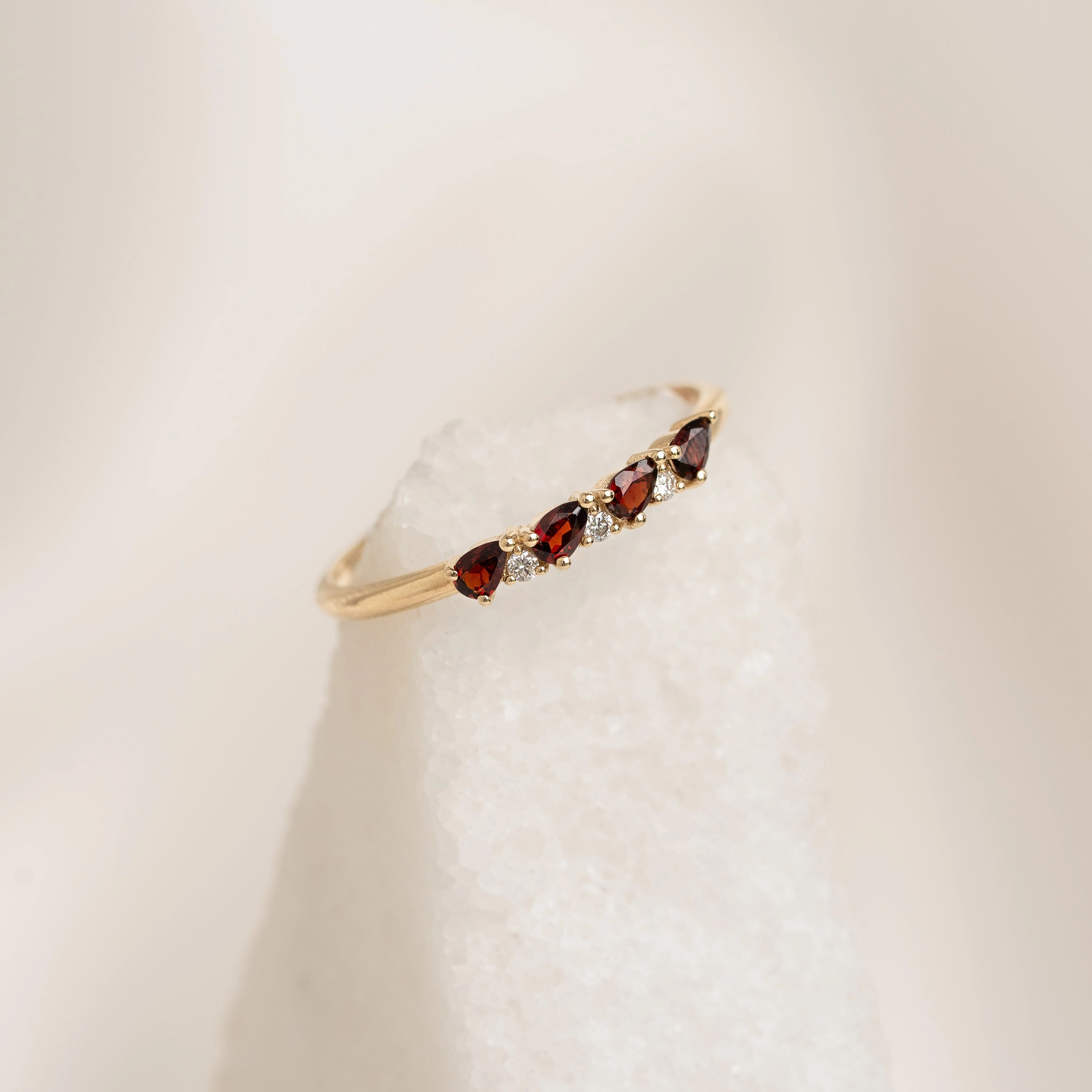 Sparkling Jewelry Versatile Sparkle January Birthstone Pear Ring 14k Gold - Garnet and Diamond