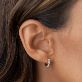 Bright Mood March Birthstone Huggie Earrings - Blue Topaz