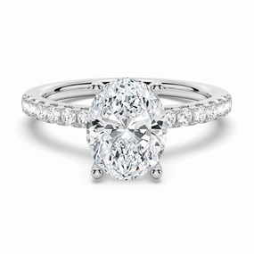 Elegant Look Petite Micropav?? Oval Shaped Moissanite Engagement Ring