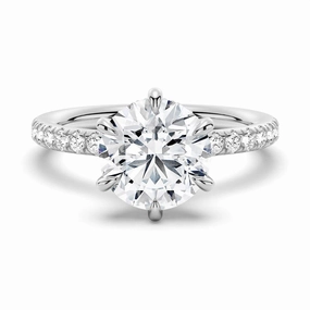 Petite Six Prong Micropav?? Moissanite Engagement Ring With Hidden Halo Smooth Accent