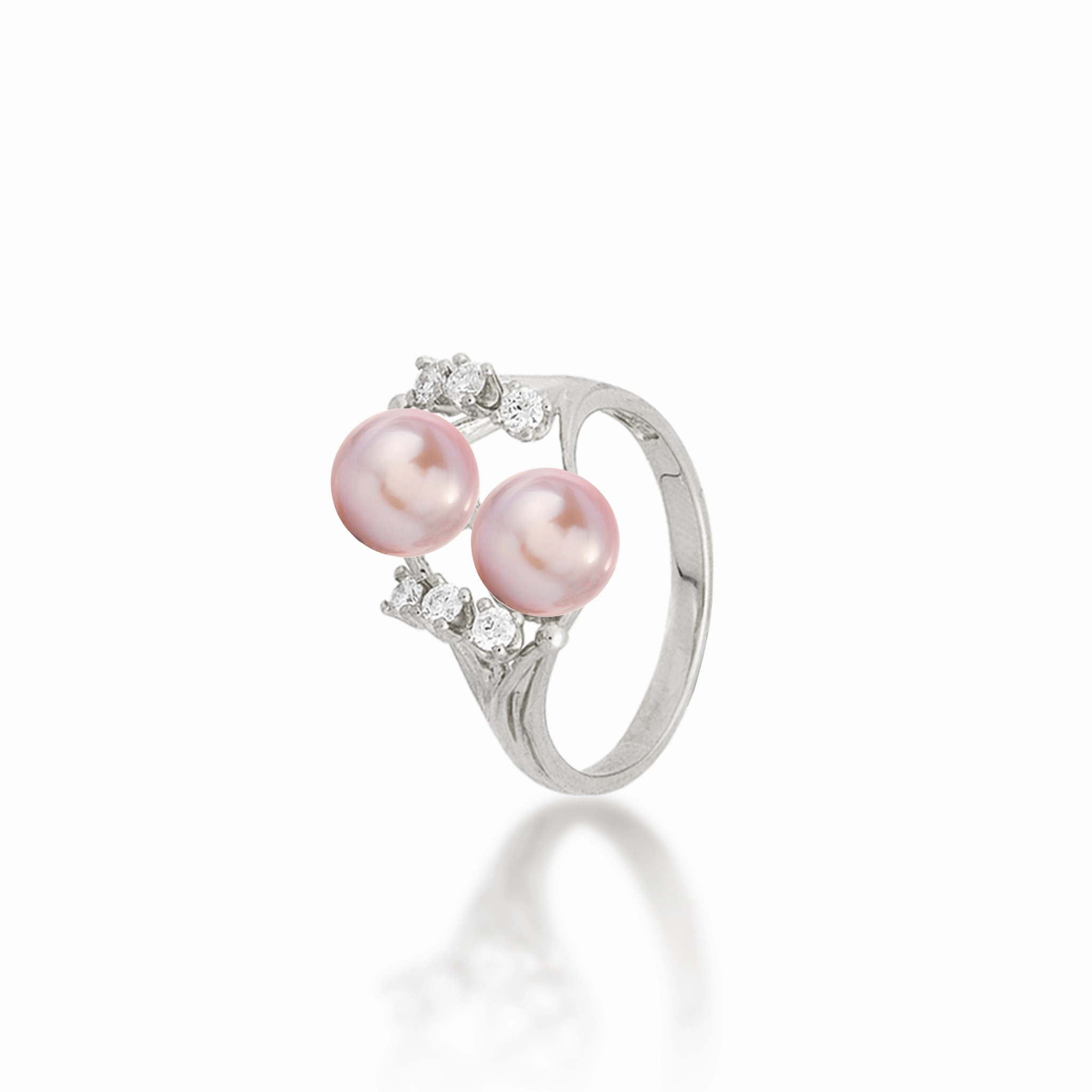 Pick A Pearl 8 Island Ring in White Gold with Diamonds Exquisite Sparkle Artistic Accent