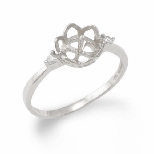 Pick A Pearl Crown Ring in White Gold with Diamonds Bright Choice Elegant Fashion