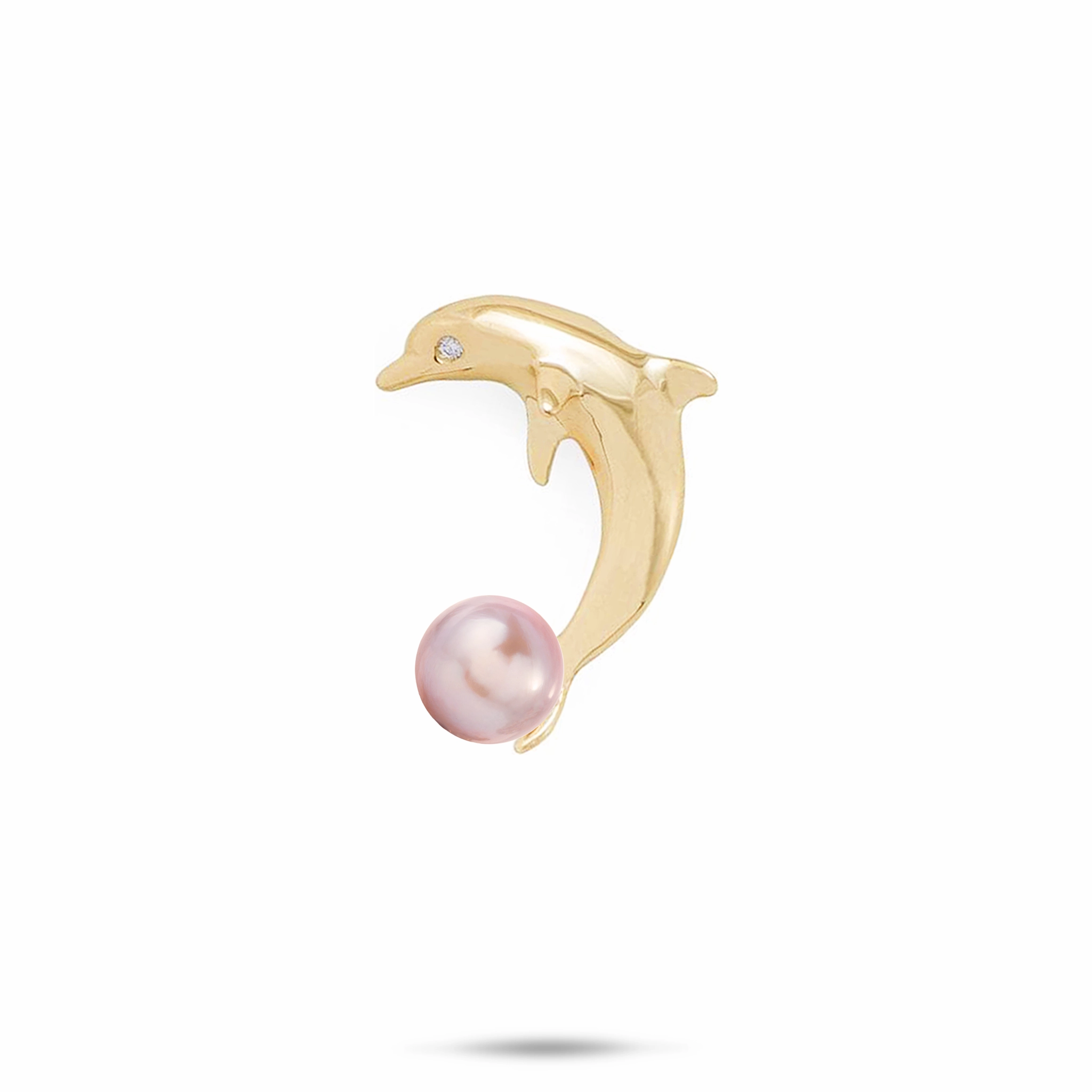 Pick A Pearl Dolphin Pendant in Gold with Diamond - 22mm Signature Highlight