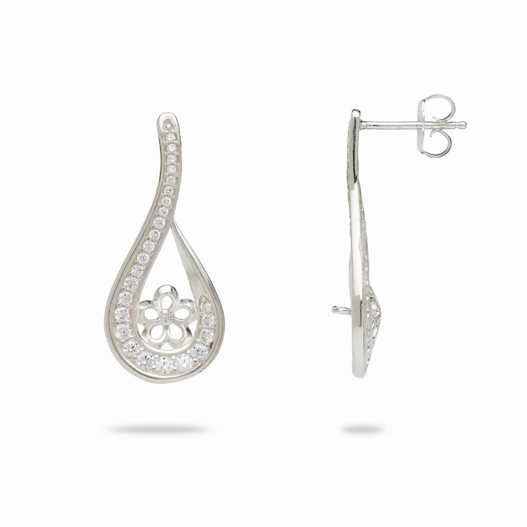 Clean Lines Pick A Pearl Earrings in Sterling Silver with Cubic Zirconia
