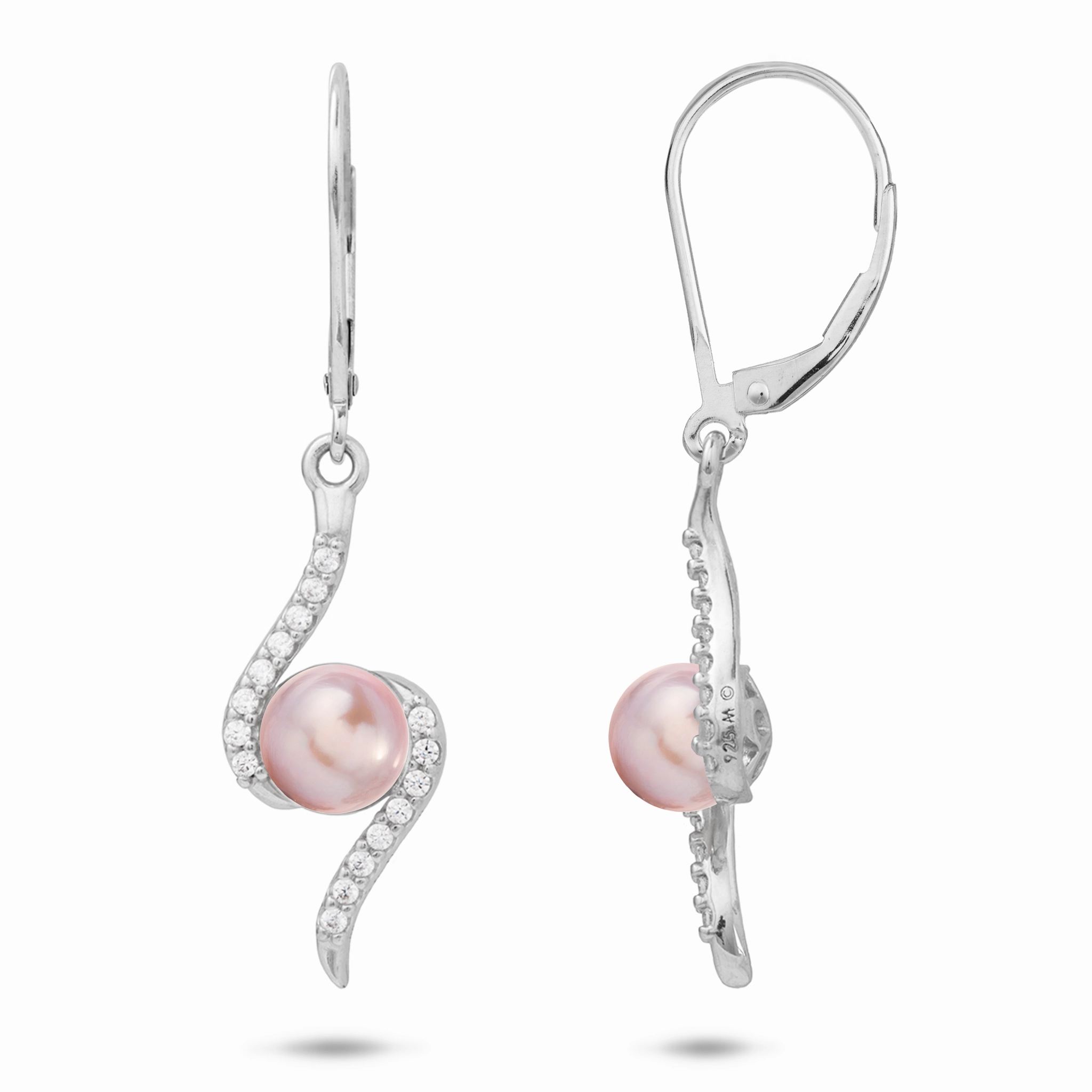 Pick A Pearl Earrings in Sterling Silver with Cubic Zirconia Classic Mood