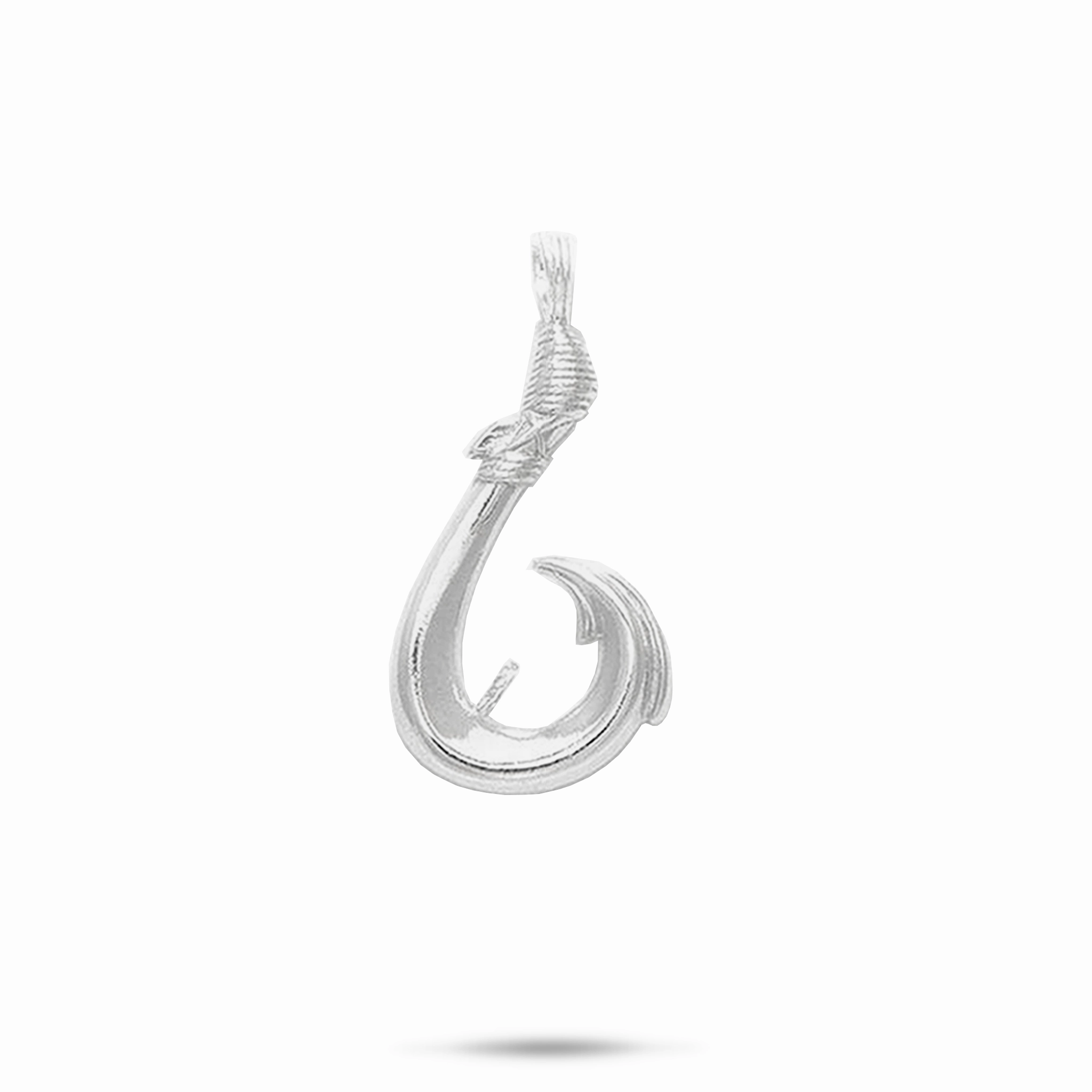 Handcrafted Finish Casual Fit Pick A Pearl Fish Hook Pendant in Sterling Silver - 27mm