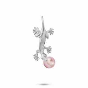 Glam Light Pick A Pearl Gecko Pendant in Sterling Silver - 28mm