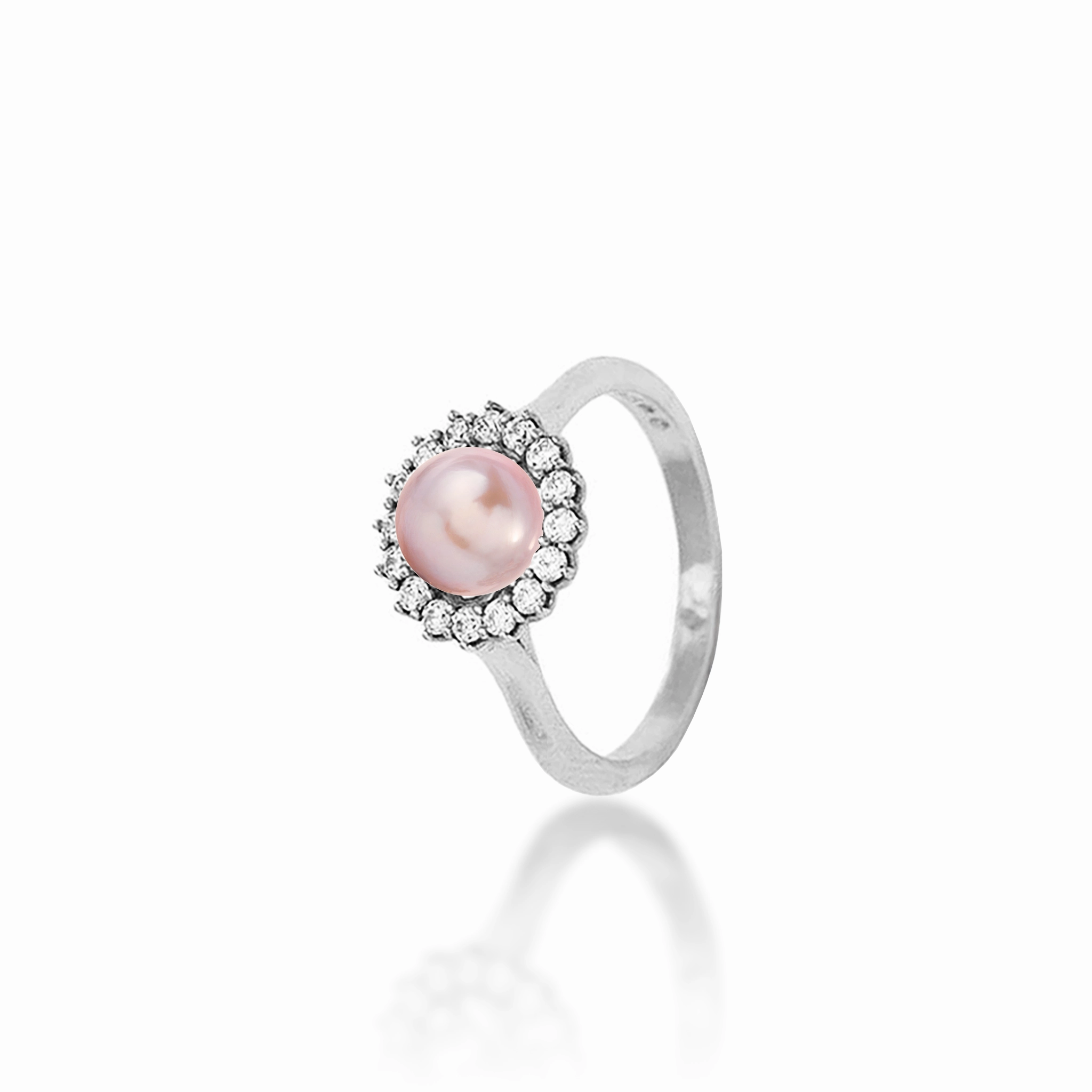 Eye Catching Pick A Pearl Halo Ring in Sterling Silver with Cubic Zirconia