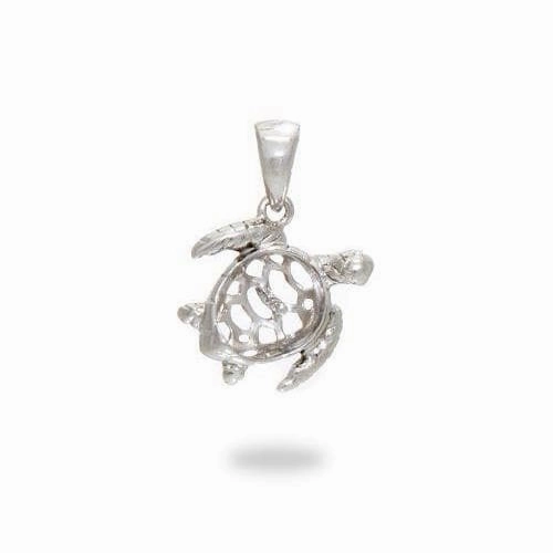 Accent Focus Comfort Fit Pick A Pearl Honu Pendant in Sterling Silver