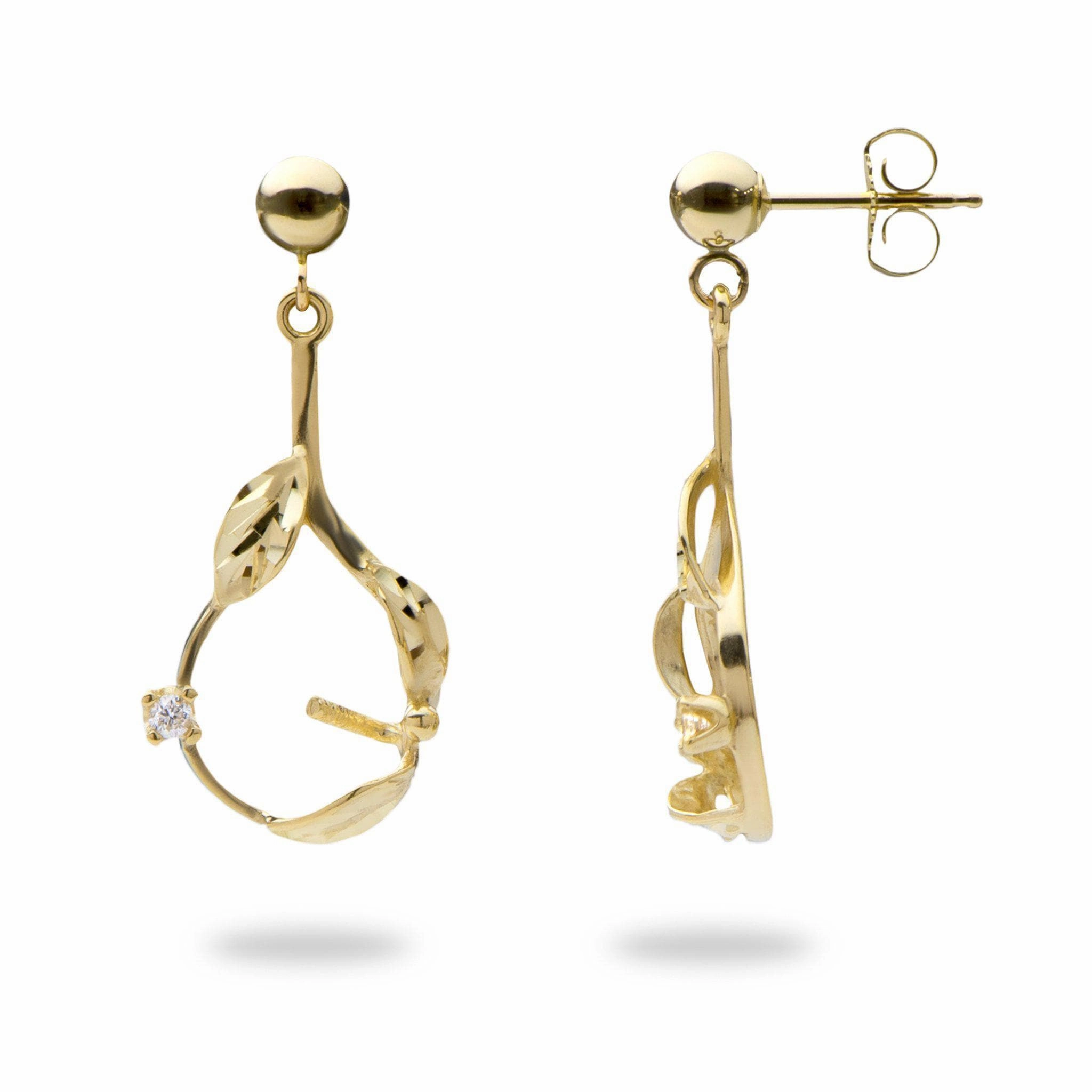 Fashion Detail Trendy Touch Pick A Pearl Maile Earrings in Gold with Diamonds