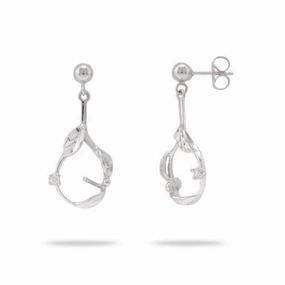 Pick A Pearl Maile Earrings in White Gold with Diamonds Dazzling Look Everyday Chic