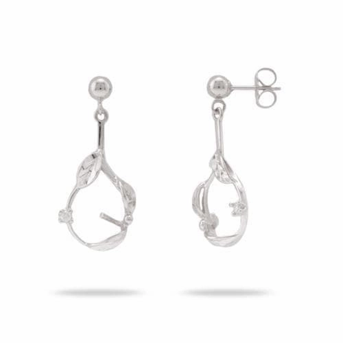 Pick A Pearl Maile Earrings in White Gold with Diamonds Modern Detail Modern Element